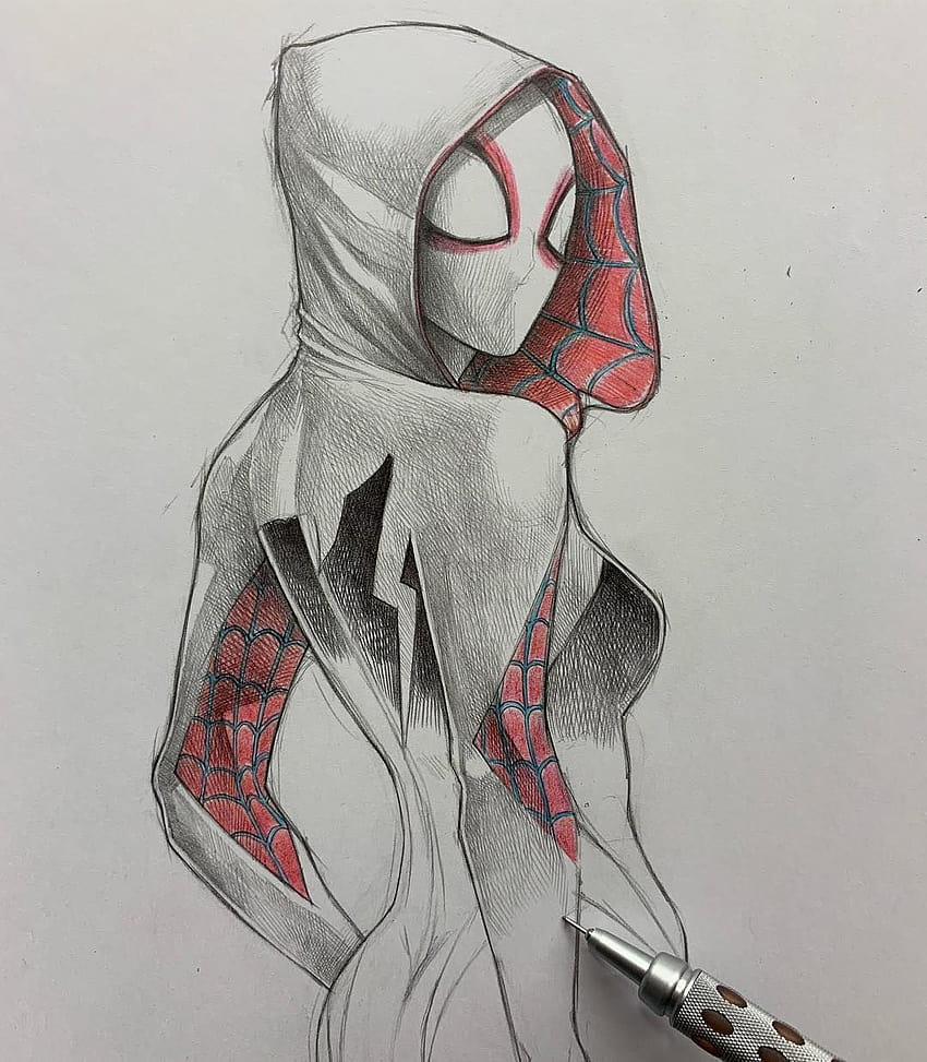 Awesome Pencil Color Of Little Spider Man - Desi Painters