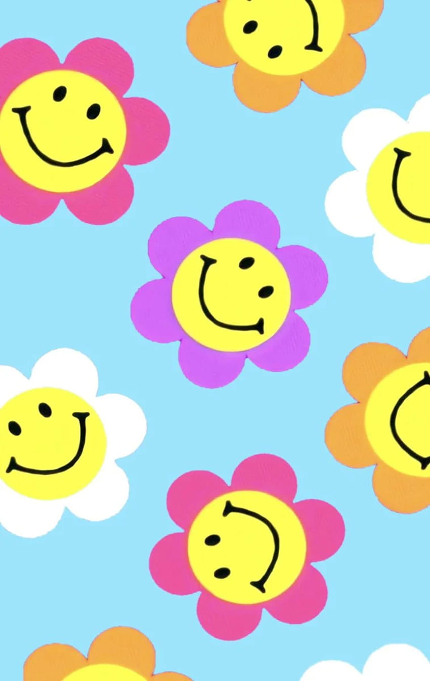 Pin on indie, aesthetic flowers with smiley faces HD phone ...