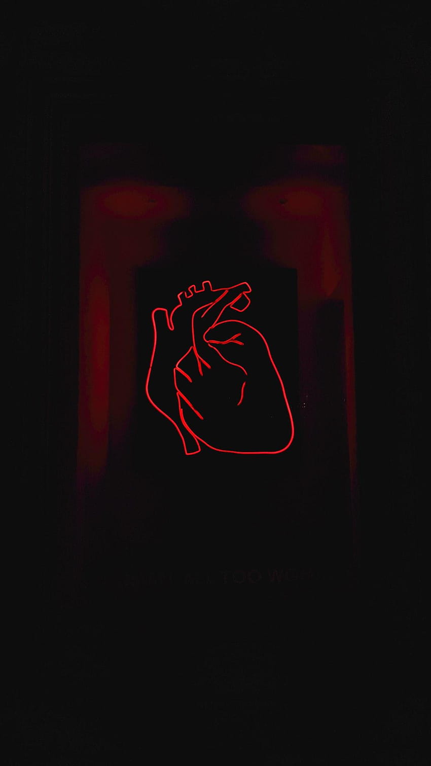 Neon Heart, aesthetic red heart neon HD phone wallpaper