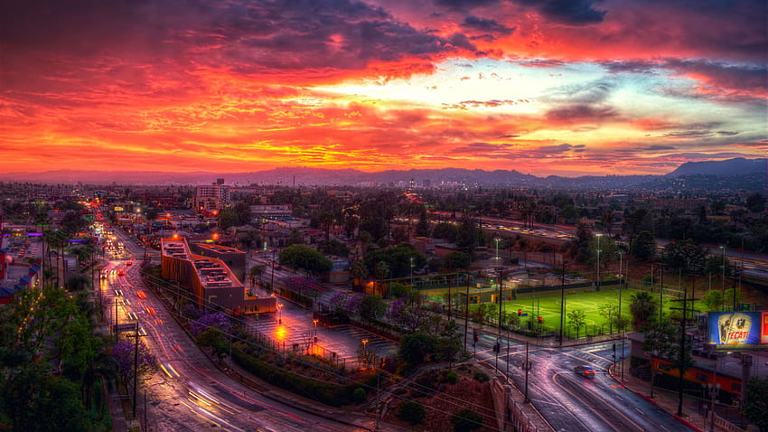 Los Angeles의 Sunset Red Sky Clouds Twilight : 13, 로스앤젤레스 선셋 HD 월페이퍼