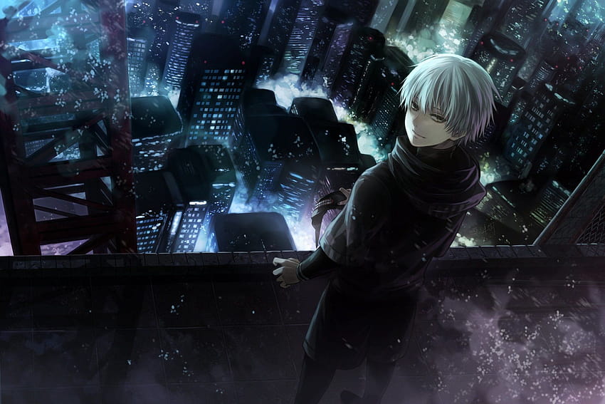 2 Rooftop, anime rooftop city HD wallpaper