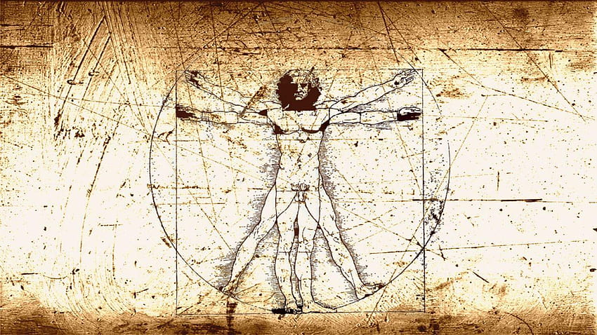 Hombre de Vitruvio Leonardo da Vinci fondo de pantalla