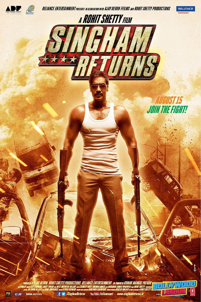 Постер на филма Singham Returns Ajay Devgn, постер на Боливуд HD тапет за телефон