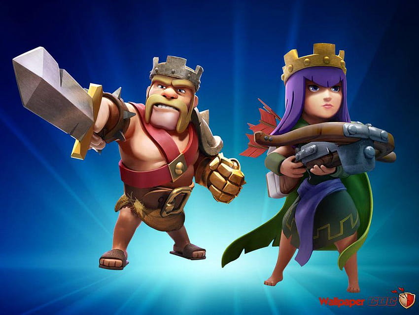 Barbarian King vs Archer Queen COC HD wallpaper
