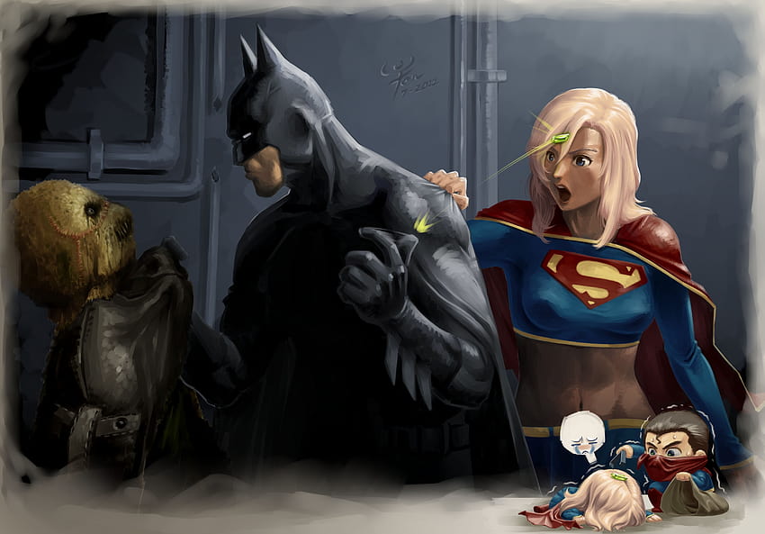 Batman DC Comics Superman Supergirl Kunstwerk Gotham Powergirl Vogelscheuche Comicfigur – Kunstwerk HD-Hintergrundbild