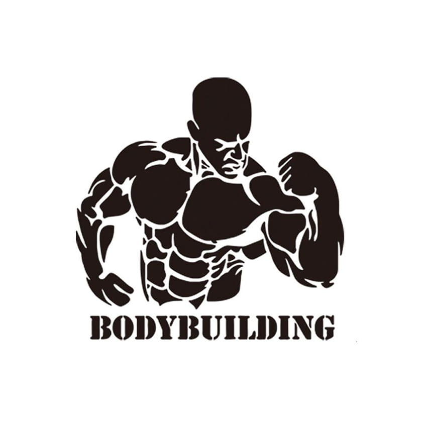 Muscoloso uomo/BodyBuilding Wall Sticker per Fitness esercizio Palestra poster decorazione Murale Decalcomanie di arte adesivi per la casa, bodybuilder logo Sfondo del telefono HD