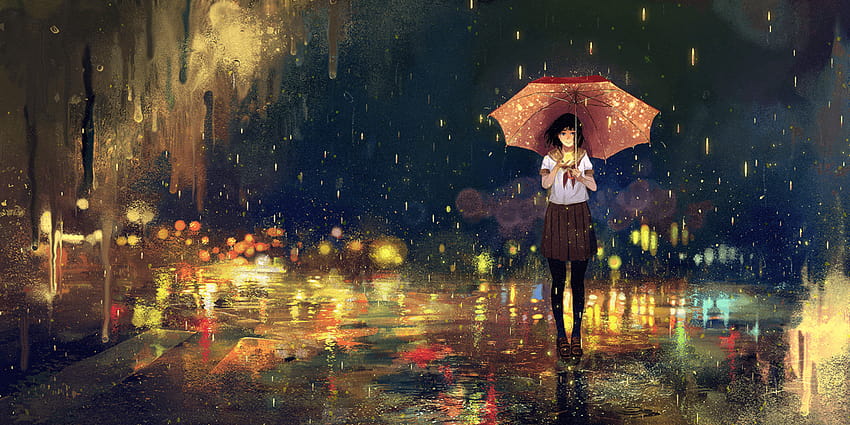 Original, umbrella and rain anime HD wallpaper | Pxfuel