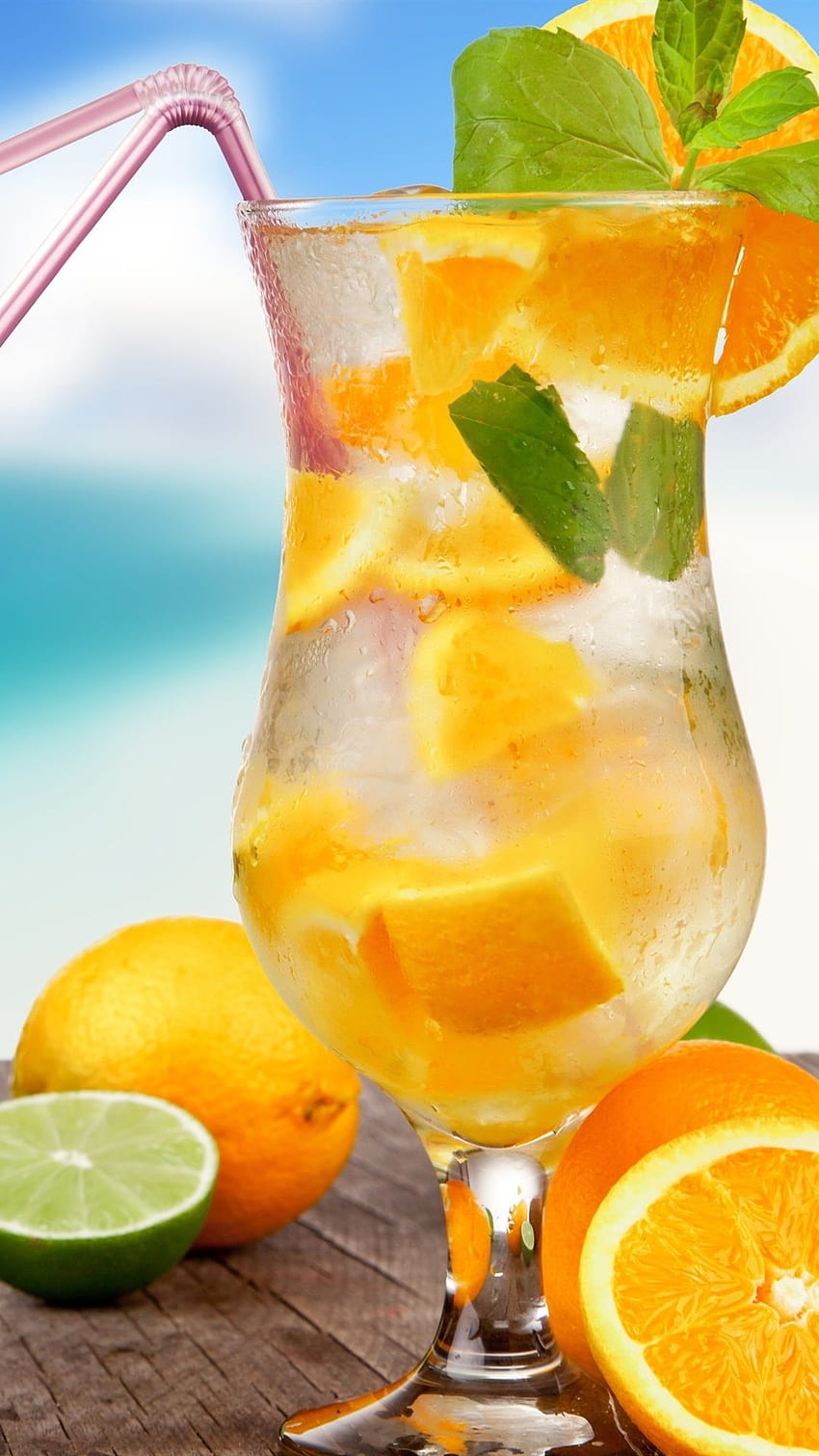 Lemon drinks, cocktail, summer, tropical 1080x1920 iPhone 8/7/6/6S, cocktail fruit summer HD phone wallpaper