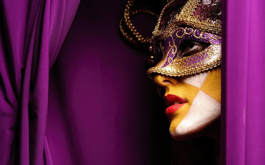 Profile masquerade purple backgrounds cloths face paint HD wallpaper