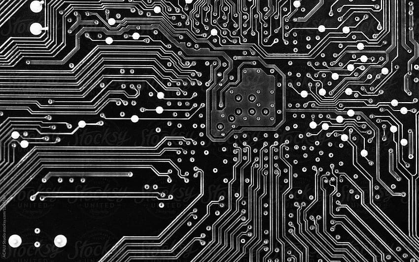 Black And White Printed Circuit Board Backgrounds HD wallpaper