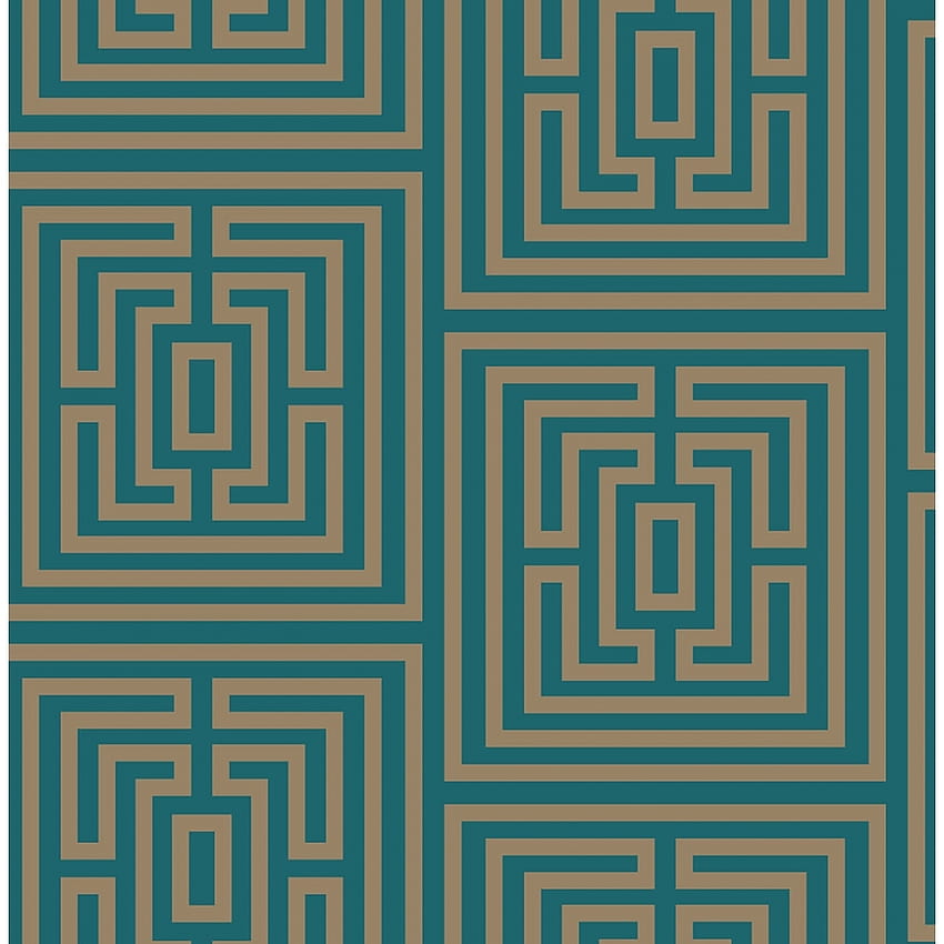 I Love Maze Geometric Rich Teal, Gold, teal and gold HD phone wallpaper