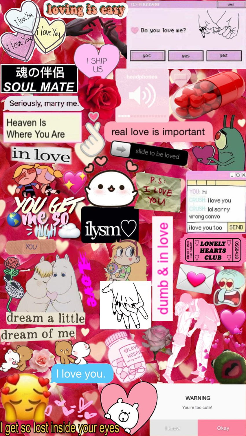 toedit、バレンタインデーの美的コラージュ HD電話の壁紙