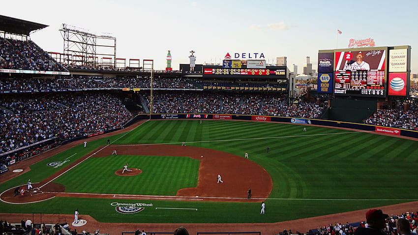 Изглед към бейзболното игрище и играчите на Atlanta Braves Braves, braves бейзбол HD тапет