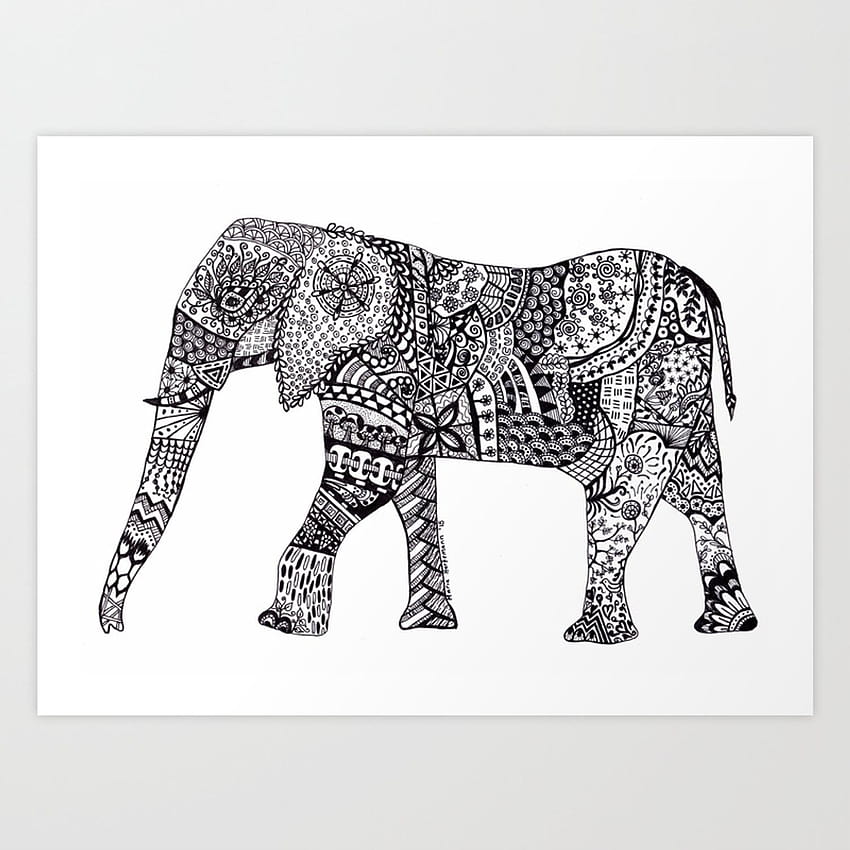 Elephant Zentangle アート アート プリント、zentangle 象 HD電話の壁紙