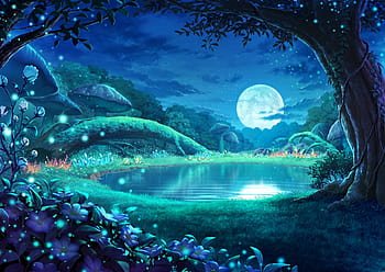 HD wallpaper: anime, digital art, forest, landscape, night, sky, Starry  Night | Wallpaper Flare