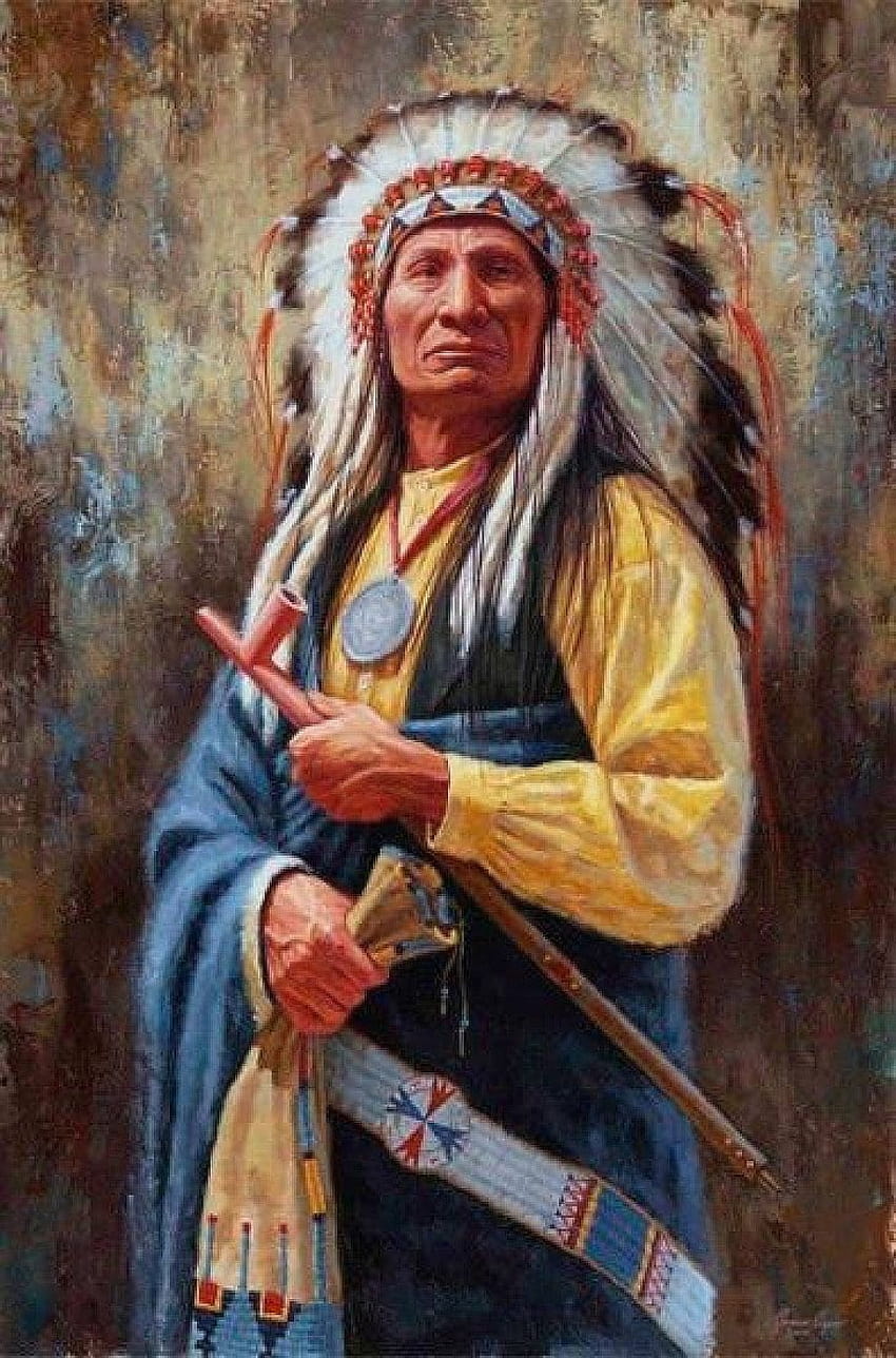 : Red Cloud, penduduk asli Amerika, laki-laki, karya seni, dewasa, iphone gadis India merah wallpaper ponsel HD