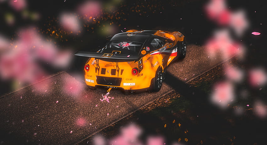 Ferrari pod kwiatem wiśni, samochód z kwiatem wiśni Tapeta HD