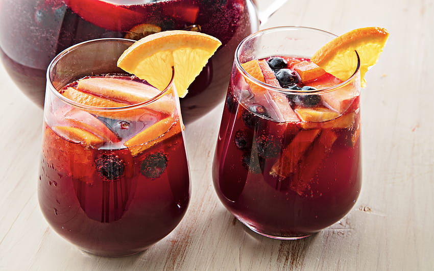 Sangria, Spanish national drink, glasses with sangria, Red wine with resolution 2560x1600. High Quality HD wallpaper