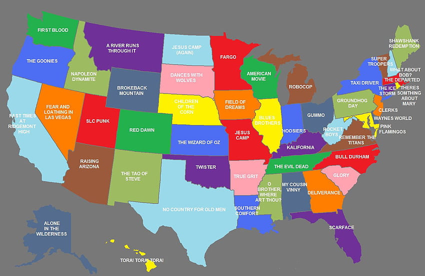 New U.S. Map Assigns Movies That Represent Each State, us map HD wallpaper