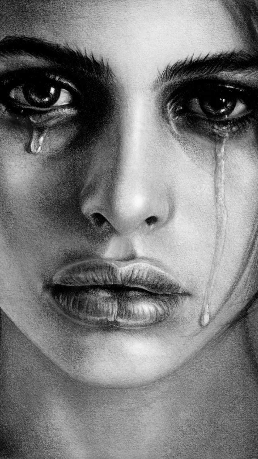 PaintingValley で絵画を泣いている悲しい女性、泣いている女性 HD電話の壁紙