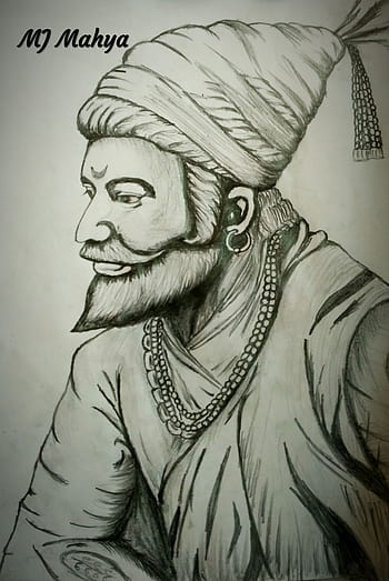 Sketch of chatrapati shivaji maharaj indian ruler and a member wall mural •  murals famous, bombay, fighter | myloview.com