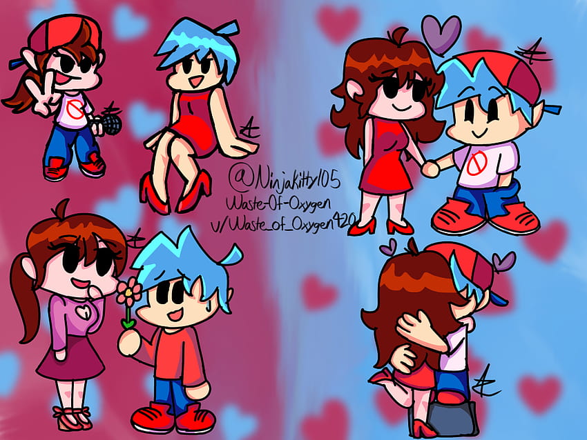 Hey! here's some boyfriend x girlfriend art I made! I posted it on my Newgrounds a while back, and if you look up bf x gf fnf on google , it's the, fnf boyfriend HD wallpaper