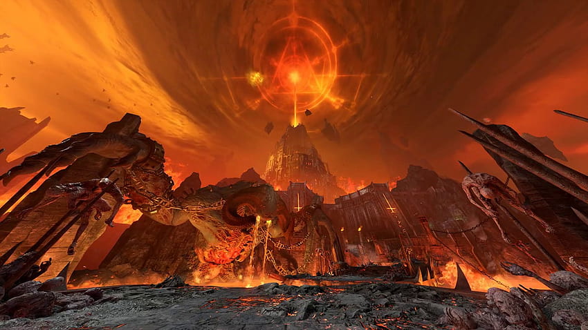 Doom Eternal Nekravol Titan and Tower [1440p], doom eternal titan HD wallpaper