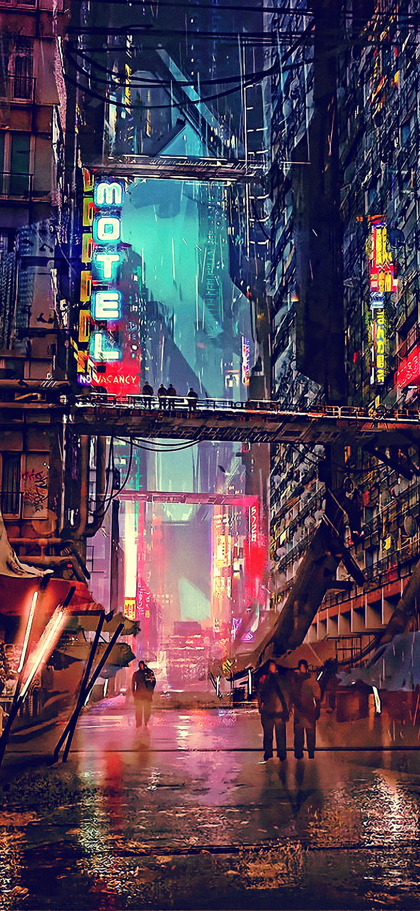 1125x2436 นิยายวิทยาศาสตร์ Cyberpunk Futuristic City Digital Art มือถือย้อนยุคในอนาคต วอลล์เปเปอร์โทรศัพท์ HD
