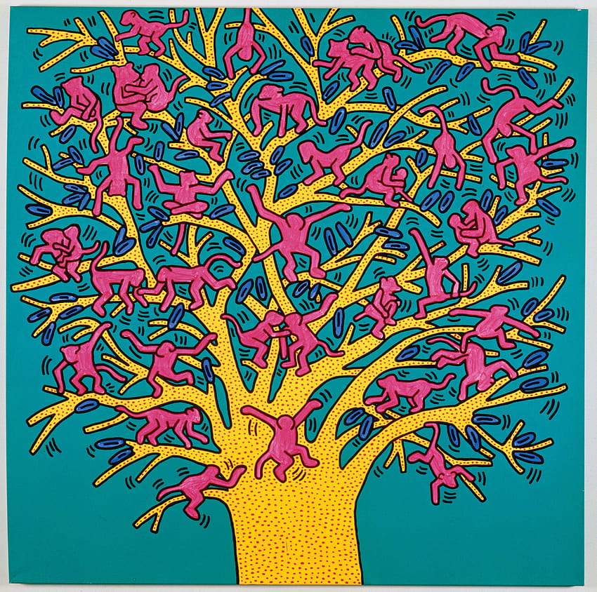 キース・ヘリング、猿の木、1984年、 高画質の壁紙