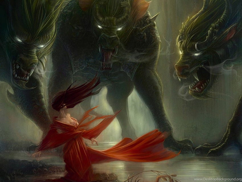 거대 늑대인간이 붉은 옷을 입은 소녀를 공격하다 From Werewolf...배경, 거인 공격 HD 월페이퍼