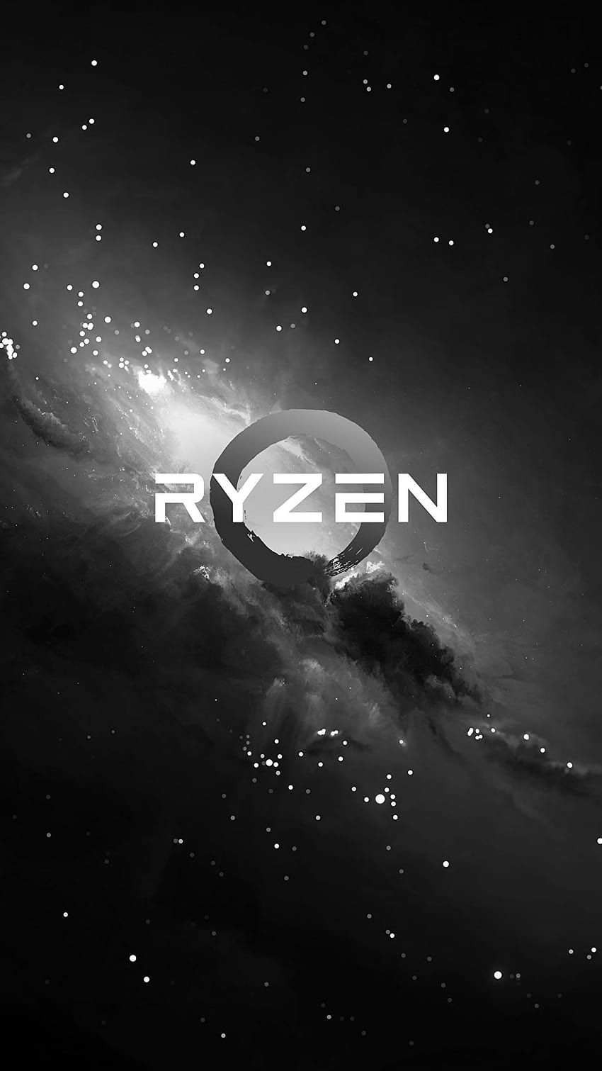 Logo AMD Emblemat Ryzen Czarno-białe Komputery 1080x1920, telefon Ryzen Tapeta na telefon HD