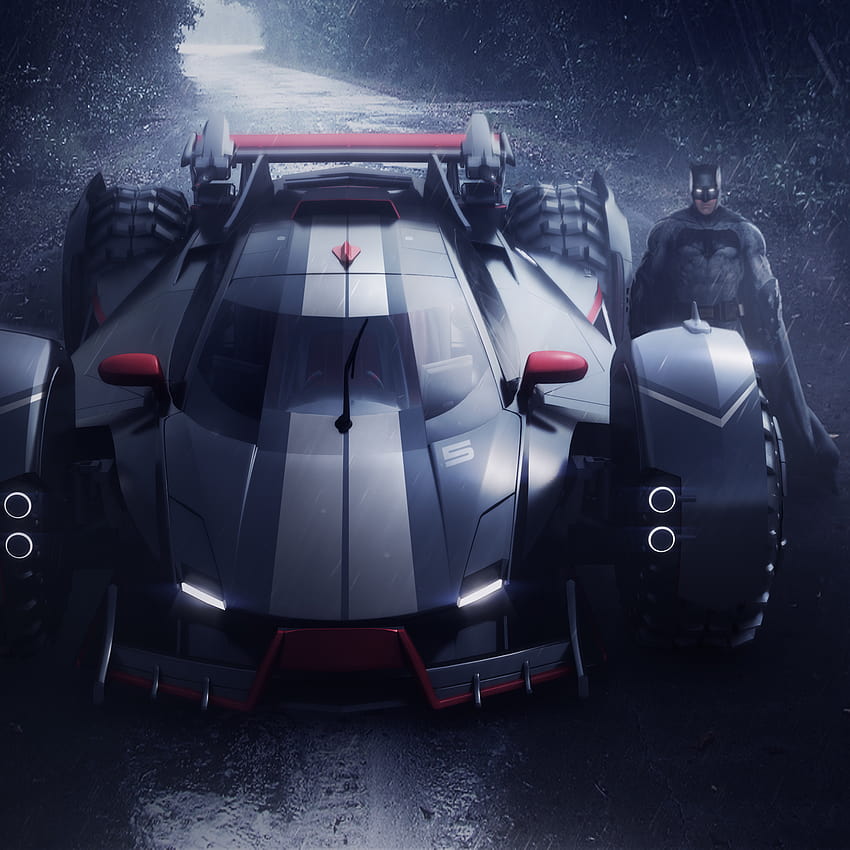 2048x2048 Batman avec Batmobile Art Ipad Air, arrière-plans et véhicules batman Fond d'écran de téléphone HD