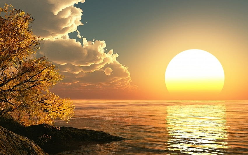 : sunlight, sunset, sea, water, shore, sky, sunrise, calm, evening, morning, coast, Sun, horizon, atmosphere, cloud, dawn, ocean, computer , afterglow 1280x800 HD wallpaper