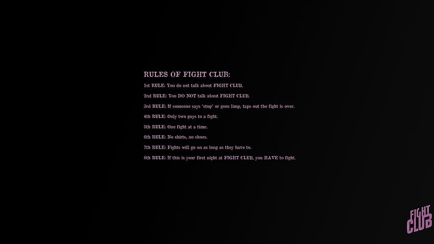 Minimal:Rules of Fight Club. HD wallpaper
