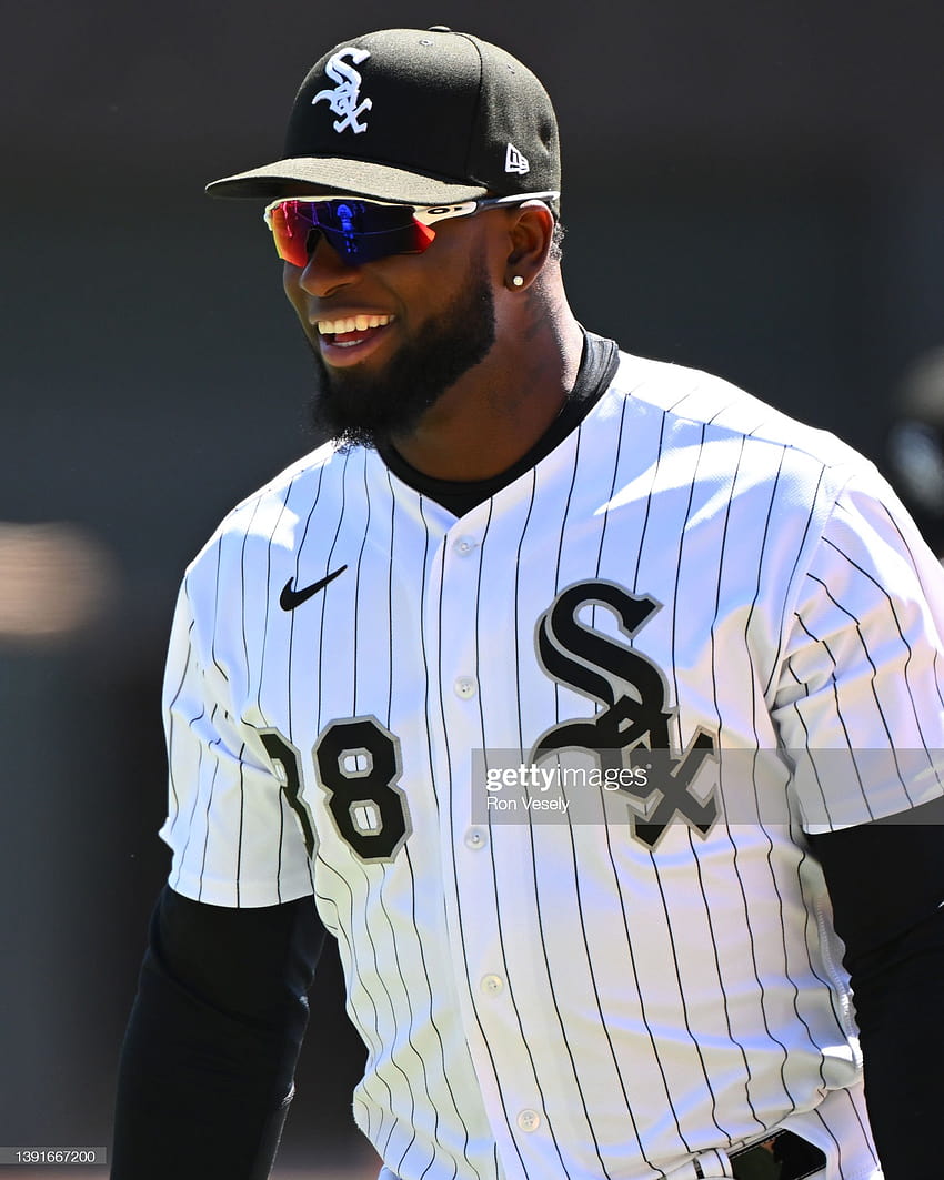 Luis Robert of the Chicago White Sox looks on prior to the game