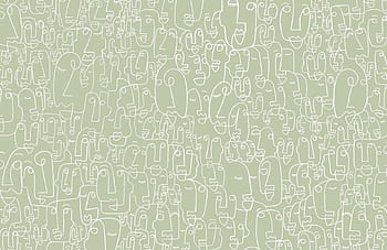 Sage green leaf Wallpaper - Peel and Stick or Non-Pasted