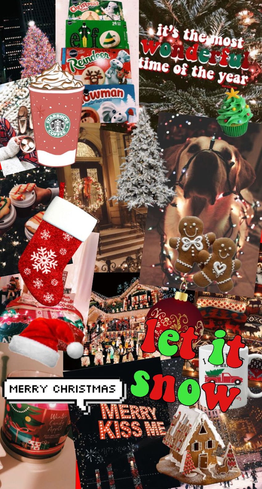 Cute cozy aesthetic vsco christmas collage xmas collage let it snow in ...