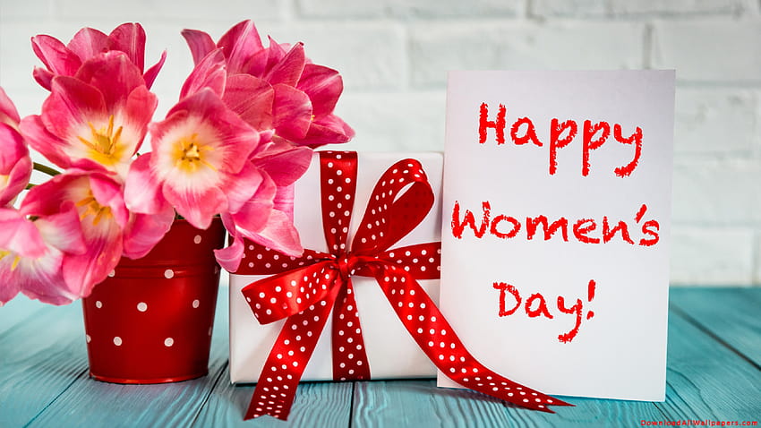 Happy Women's Day Wish With Flower And Gift, Happy Women's Day, happy womens day HD wallpaper