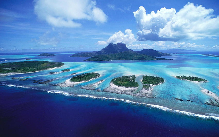 Bora Bora Fransız Polinezyası'ndaki Güzel Ada HD duvar kağıdı