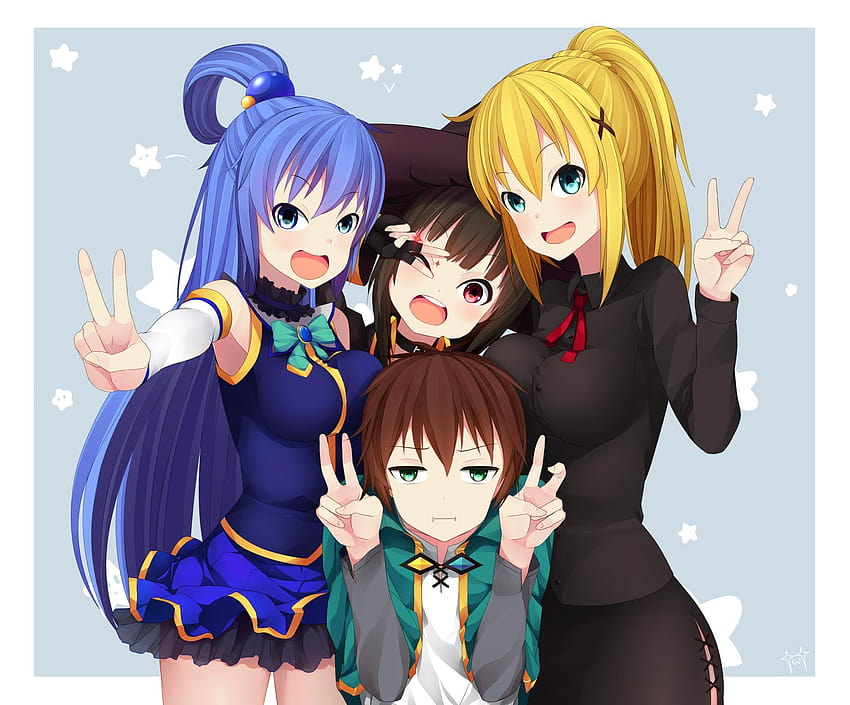 megumin, aqua, darkness, and satou kazuma (kono subarashii sekai