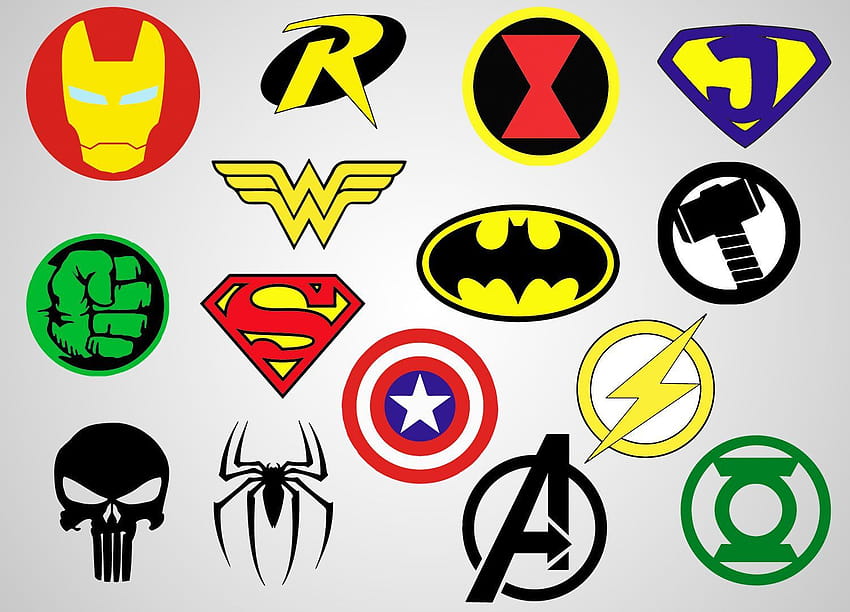 Logotipos de super-heróis, símbolos de super-heróis papel de parede HD
