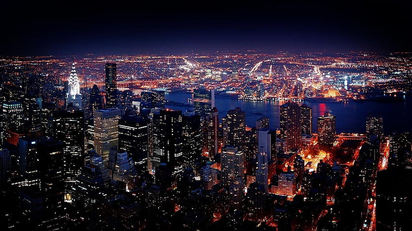 Nueva York de noche, manhattan noche de la ciudad de nueva york fondo de pantalla