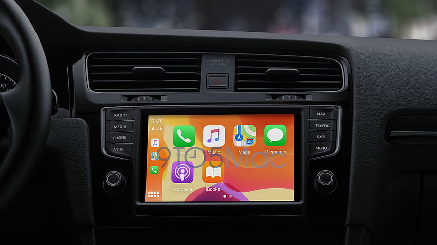iOS 14 CarPlay może obsługiwać niestandardowe z automatycznym przełączaniem wersji jasnej/ciemnej, radio samochodowe Tapeta HD