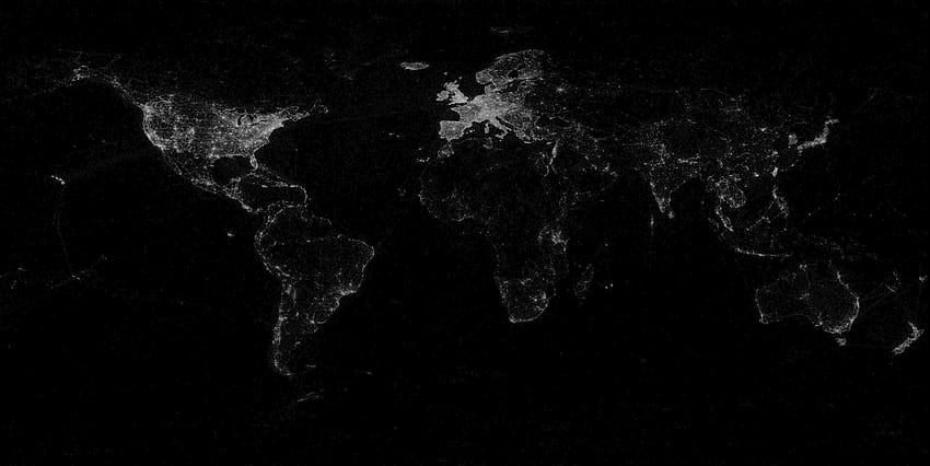 Mappa del mondo per Windows 10 Copia la mappa in bianco e nero Il mondo nero Sfondo HD