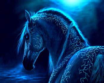 Blue color. Horse. Download free picture №4329