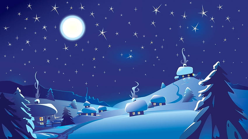 6 Winter Night Sky, winter night cartoon HD wallpaper
