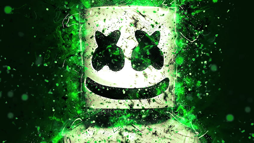 Marshmallow Man Cyfrowy Marshmello Zielony Tapeta HD