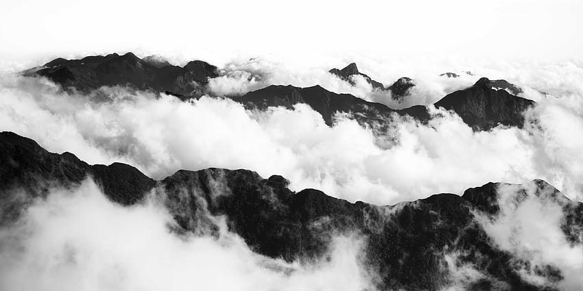 Siyah Beyaz Manzara, siyah beyaz minimal dağlar HD duvar kağıdı
