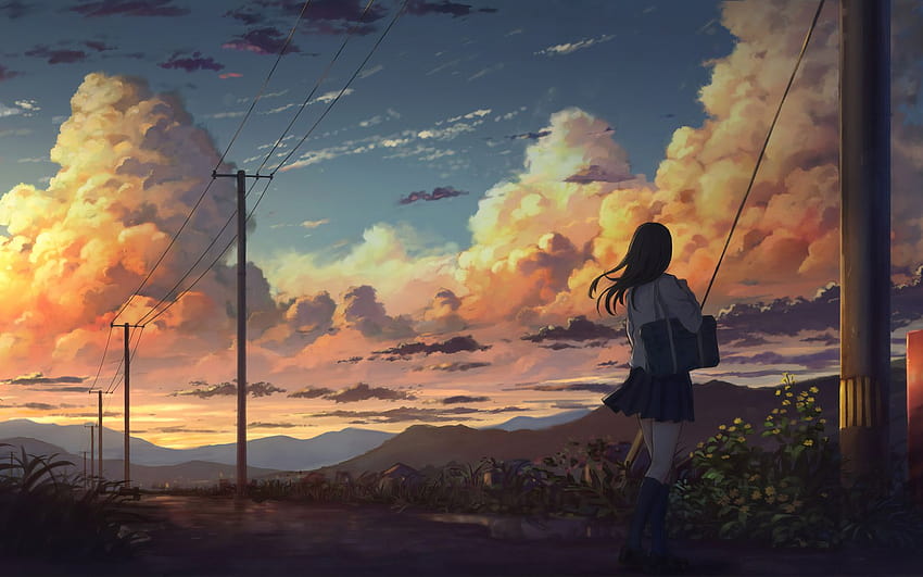 1680x1050 Anime Girl Outside Power ...qwalls, on the outside HD wallpaper