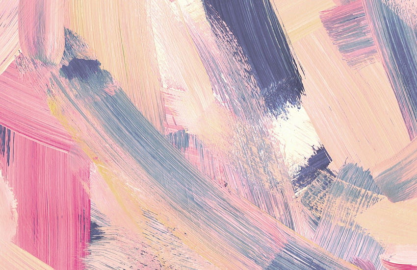 핑크 & 피치 추상 페인트 브러시 스트로크 벽화 HD 월페이퍼